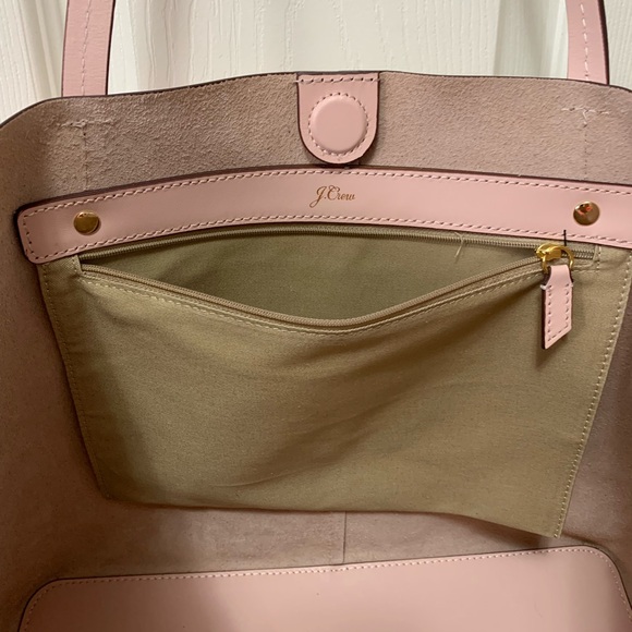 J.Crew Blush Pink Leather Tote & Matching Wallet 100% Genuine Leather - Picture 10 of 16